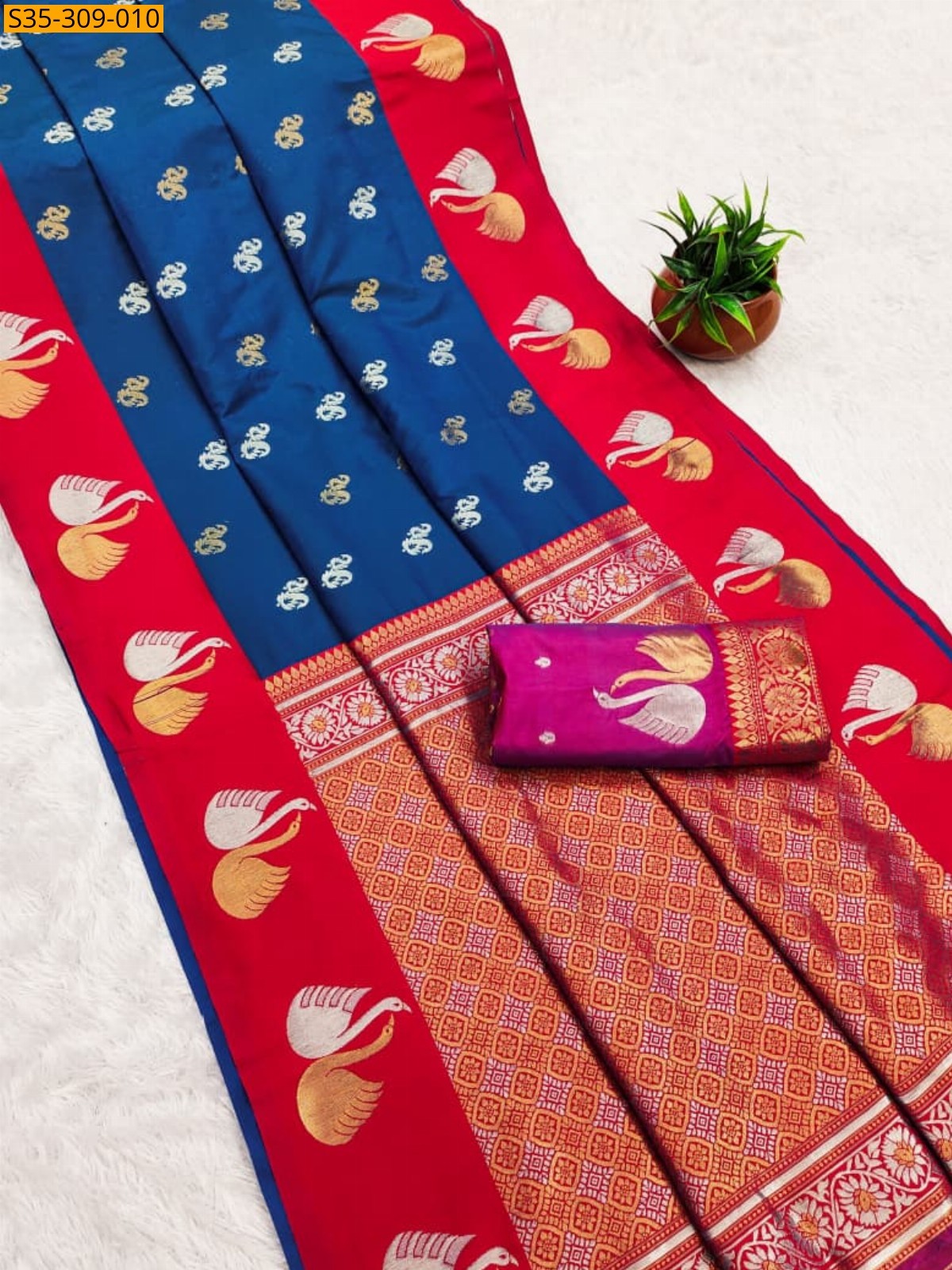 Blue Fancy  Soft Silk Saree