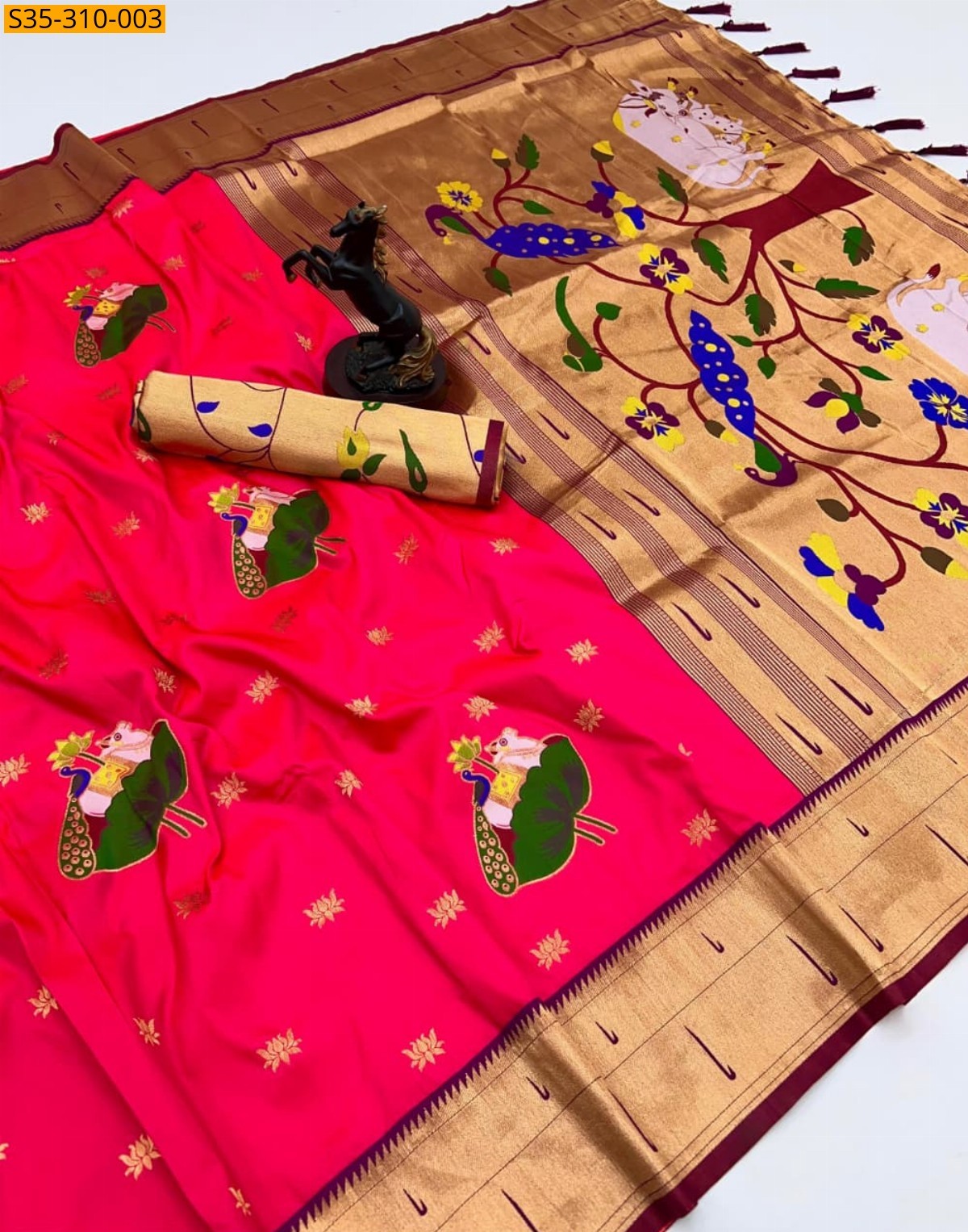 Pink Soft silk pichwai paithani sarees