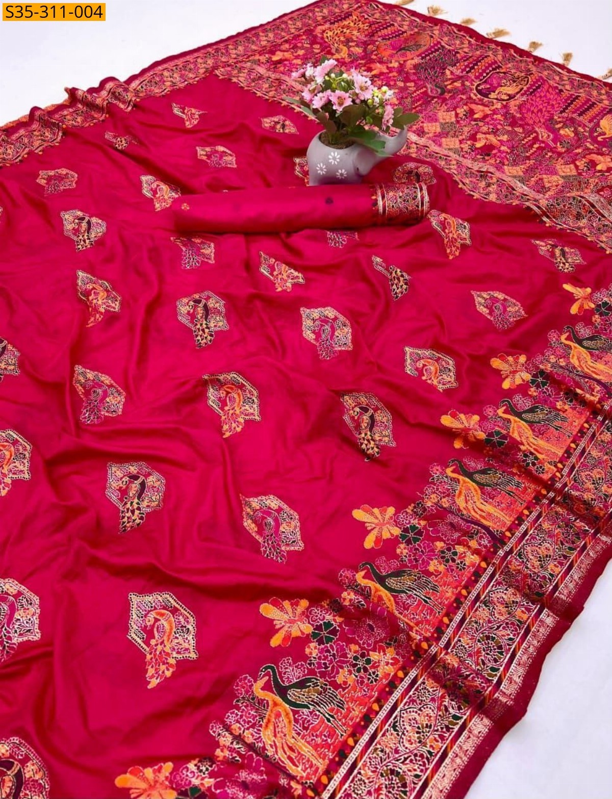 Pink Pashmina Kashmiri Sarees