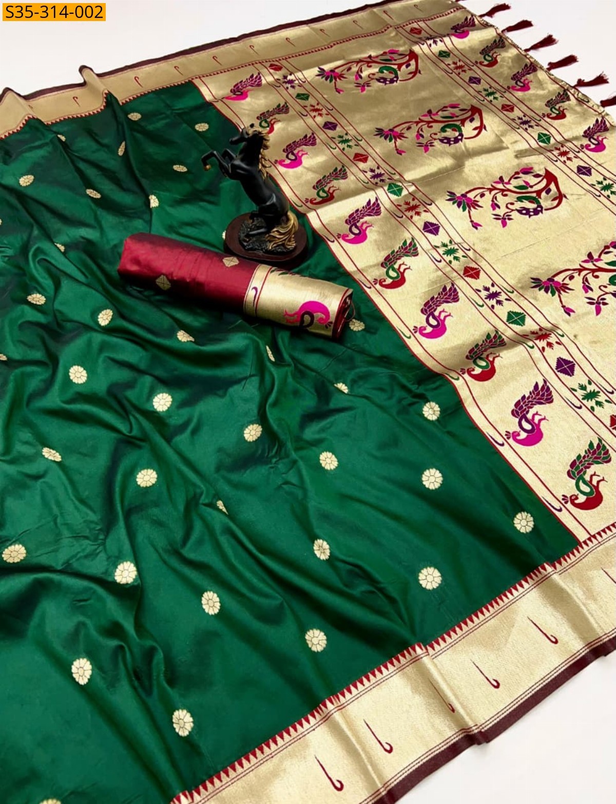 Green Soft Silk Paithani Sarees