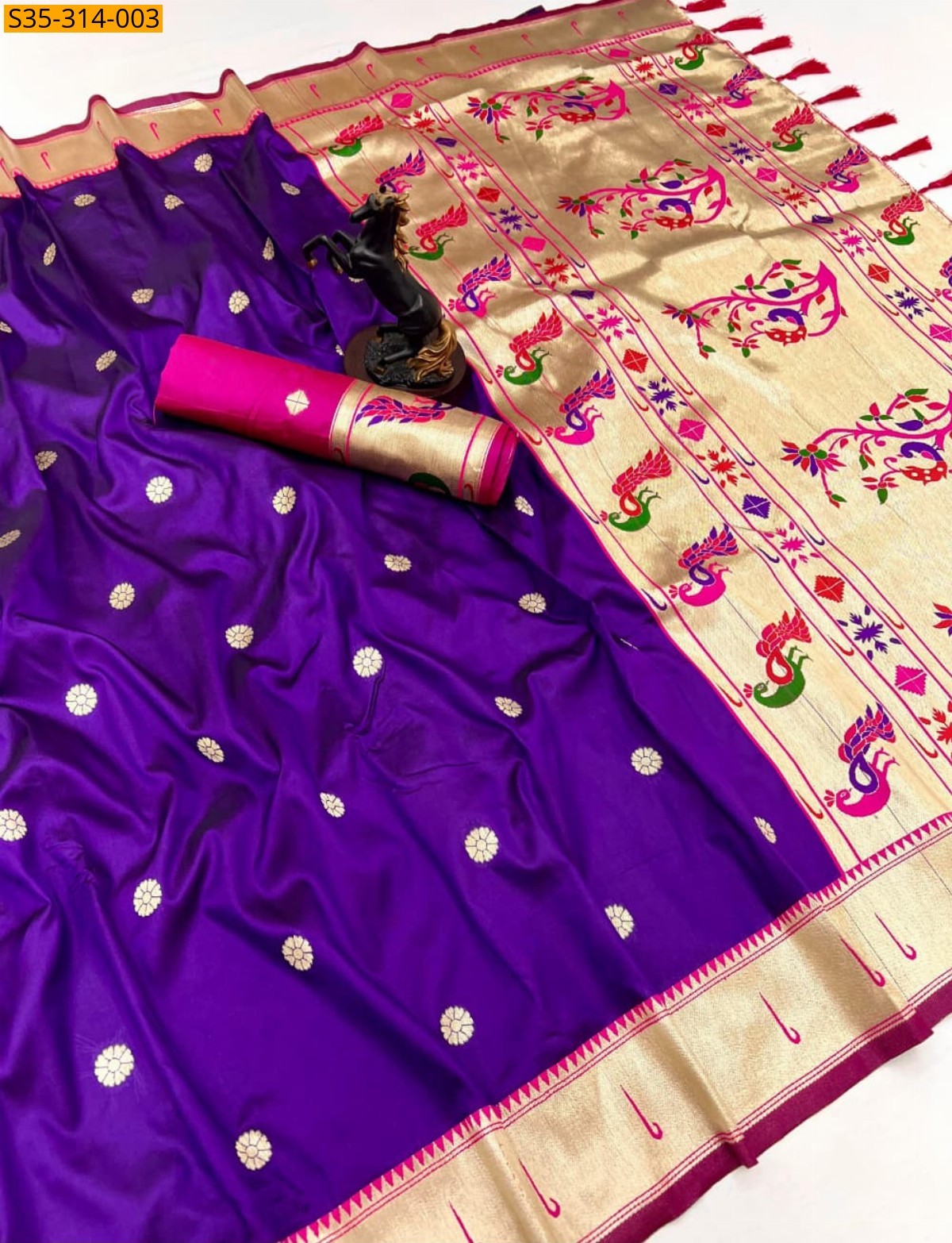Violet Soft Silk Paithani Sarees