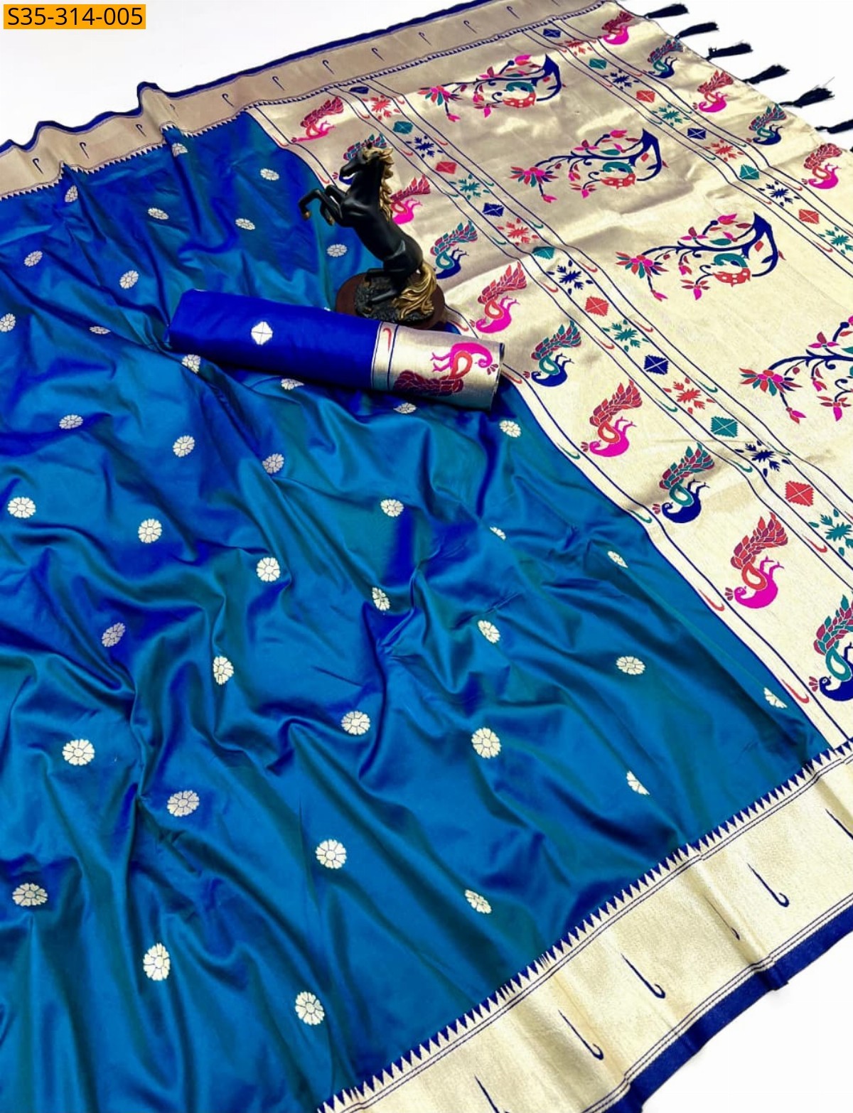 Blue Soft Silk Paithani Sarees