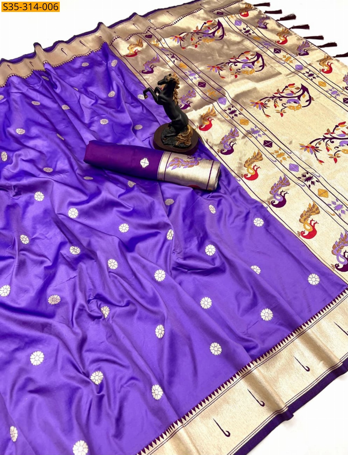 Purple Soft Silk Paithani Sarees