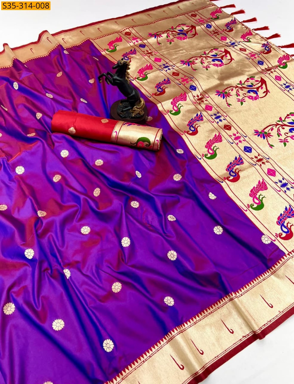 Violet Soft Silk Paithani Sarees