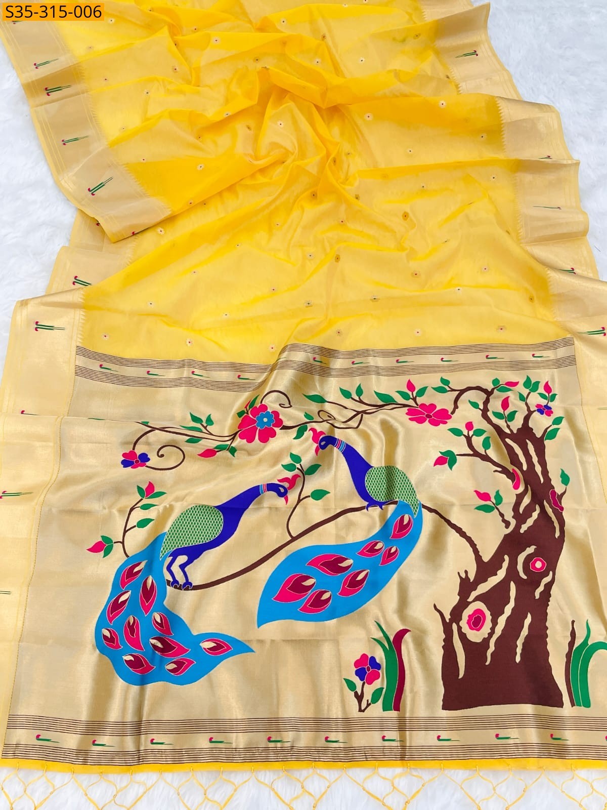 Yellow Soft Organza Sarees