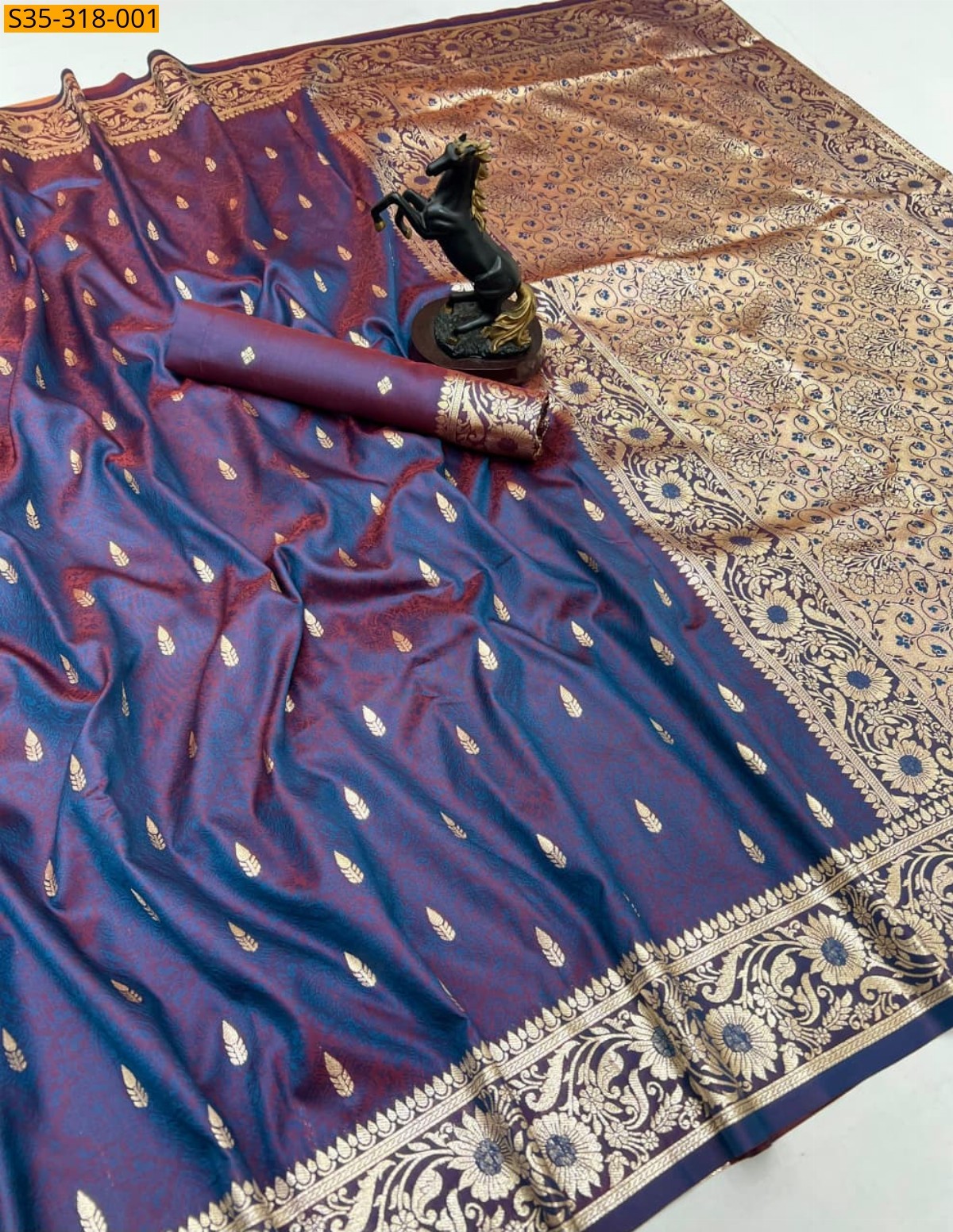 Gray Banarasi silk saree