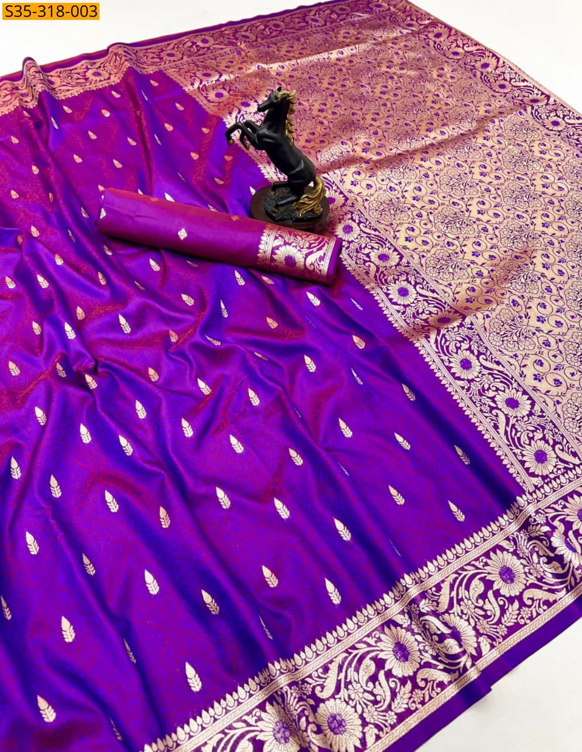 Violet Banarasi silk saree