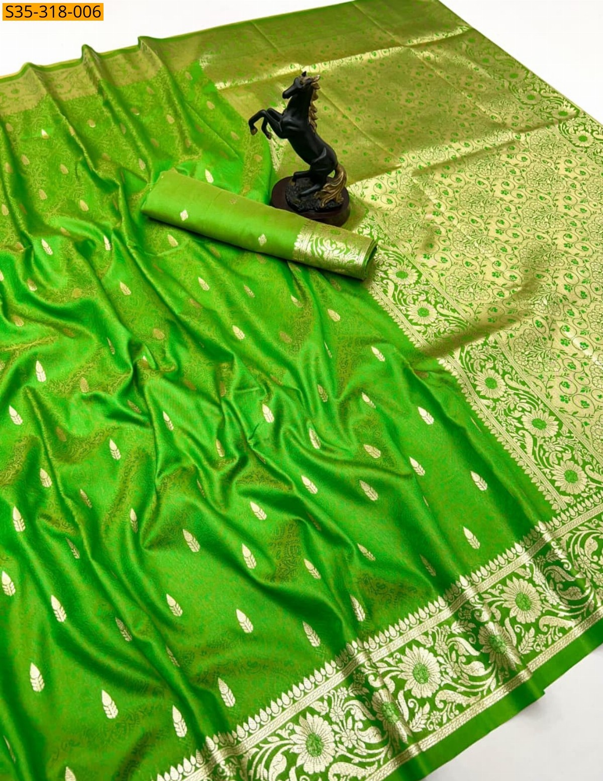 Green Banarasi silk saree