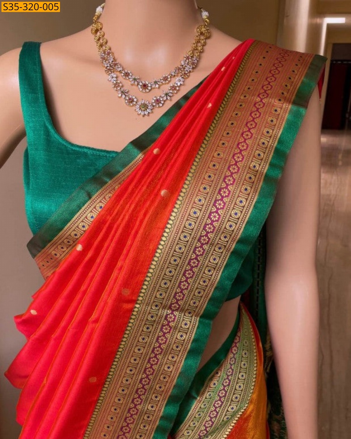 Orange Soft Banarasi Silk Saree
