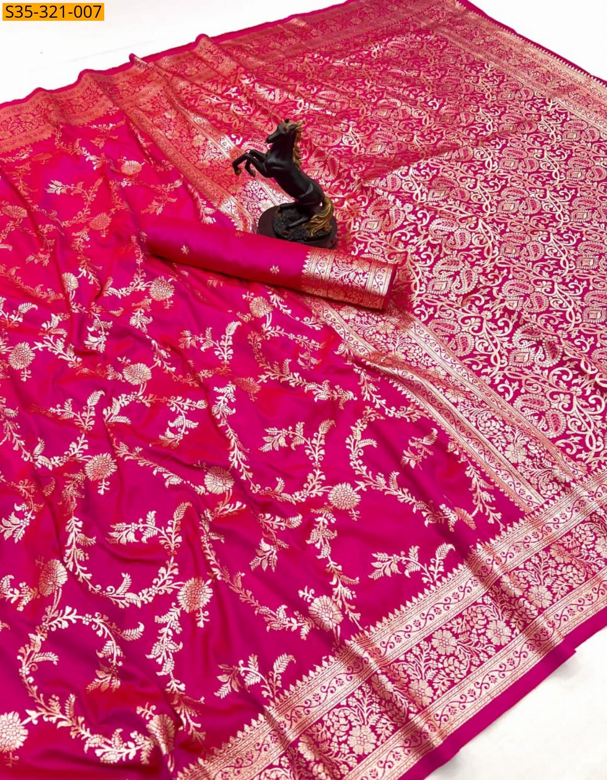 Pink Banarasi soft silk saree