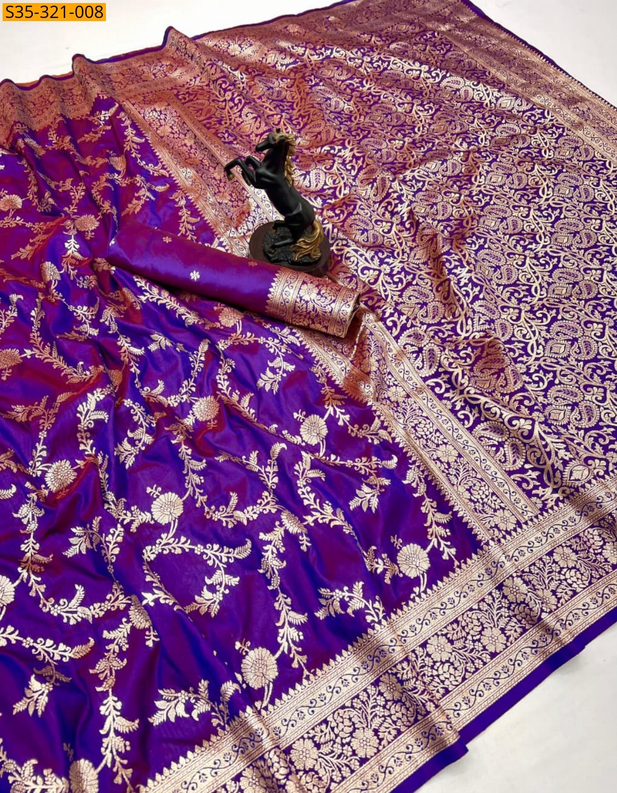 Purple Banarasi soft silk saree