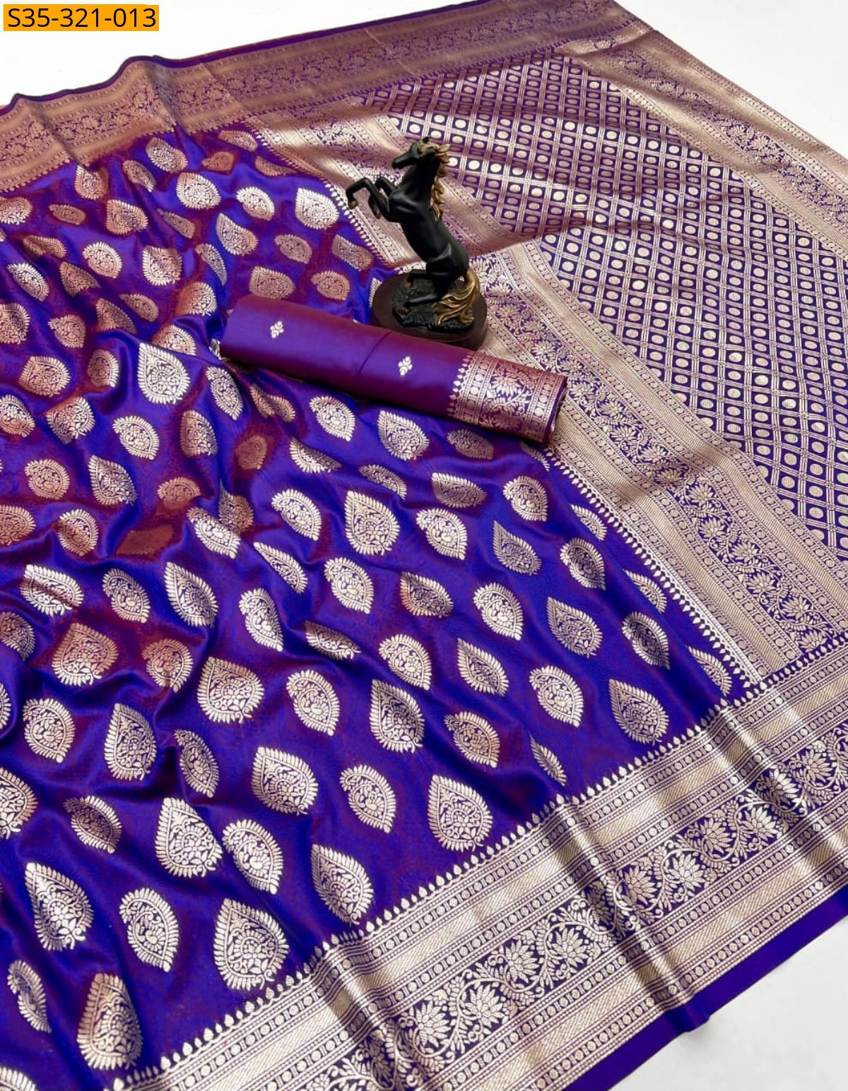 Violet Banarasi soft silk saree