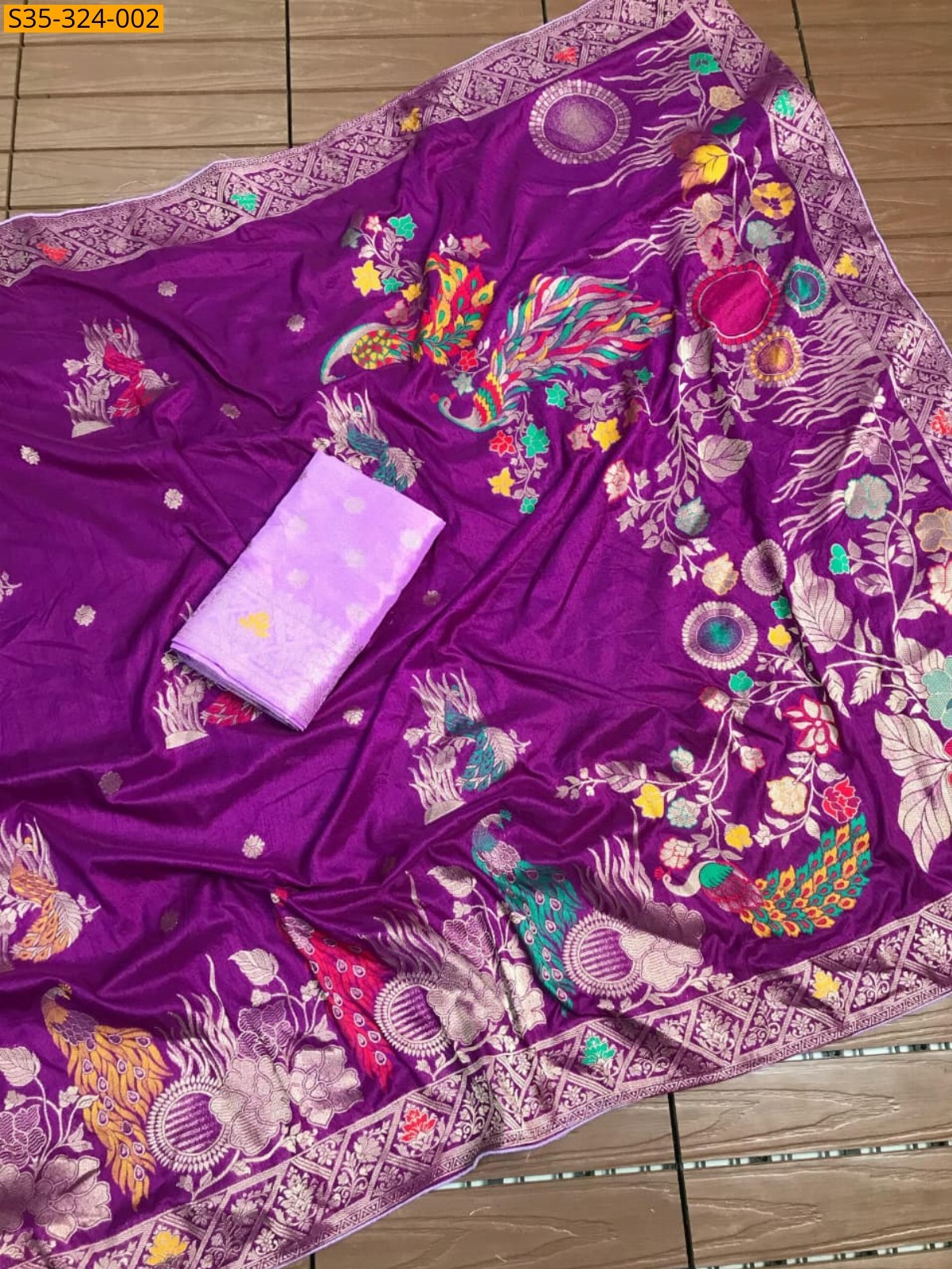 Burgundy Fancy Banarasi Khadi Georgette Silk saree 