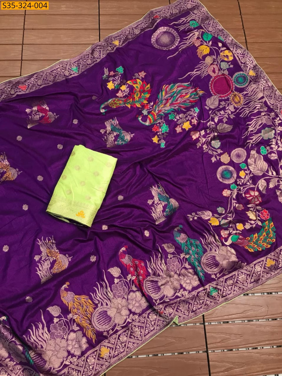 Purple Fancy Banarasi Khadi Georgette Silk saree 