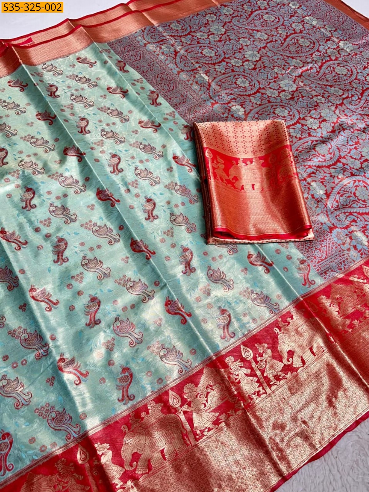 Sky Blue Fancy Kanjivaram silk saree