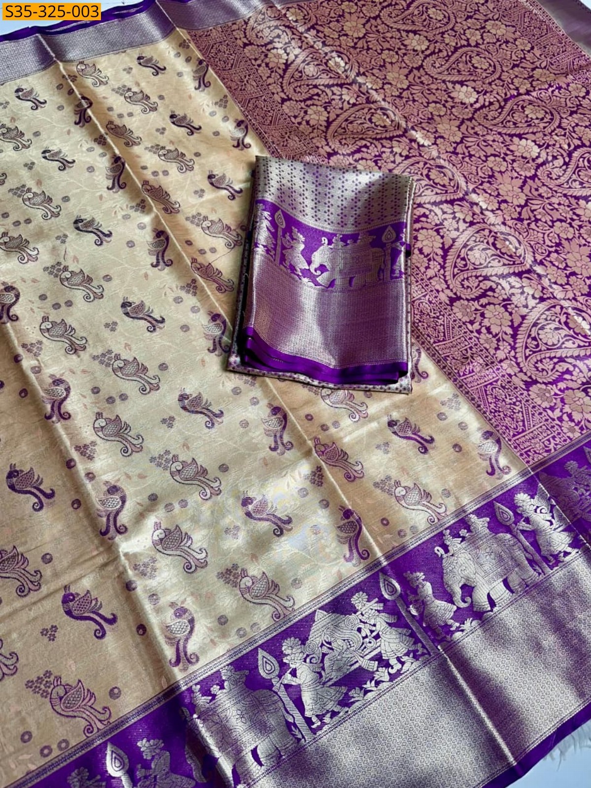 Sandal Fancy Kanjivaram silk saree