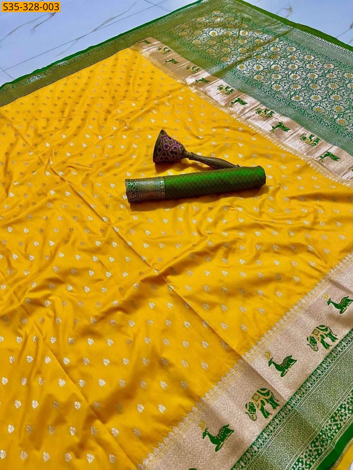 Yellow Paithani Soft Silk Sarees