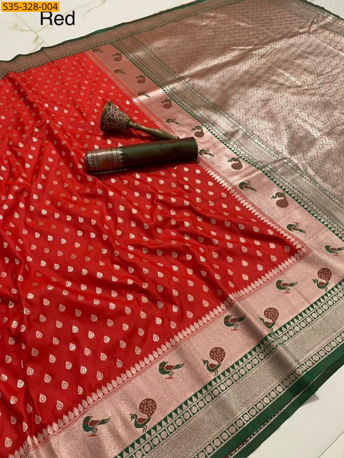 Red Paithani Soft Silk Sarees