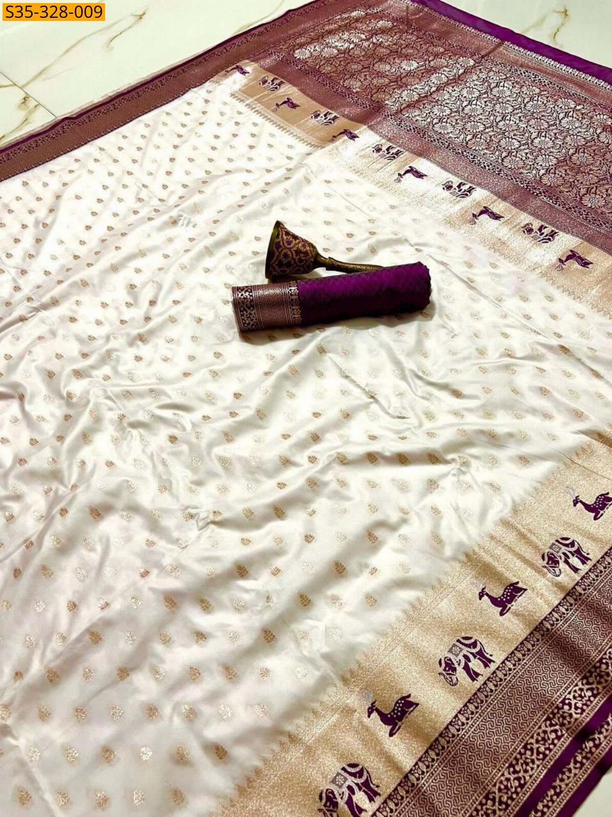 White Paithani Soft Silk Sarees