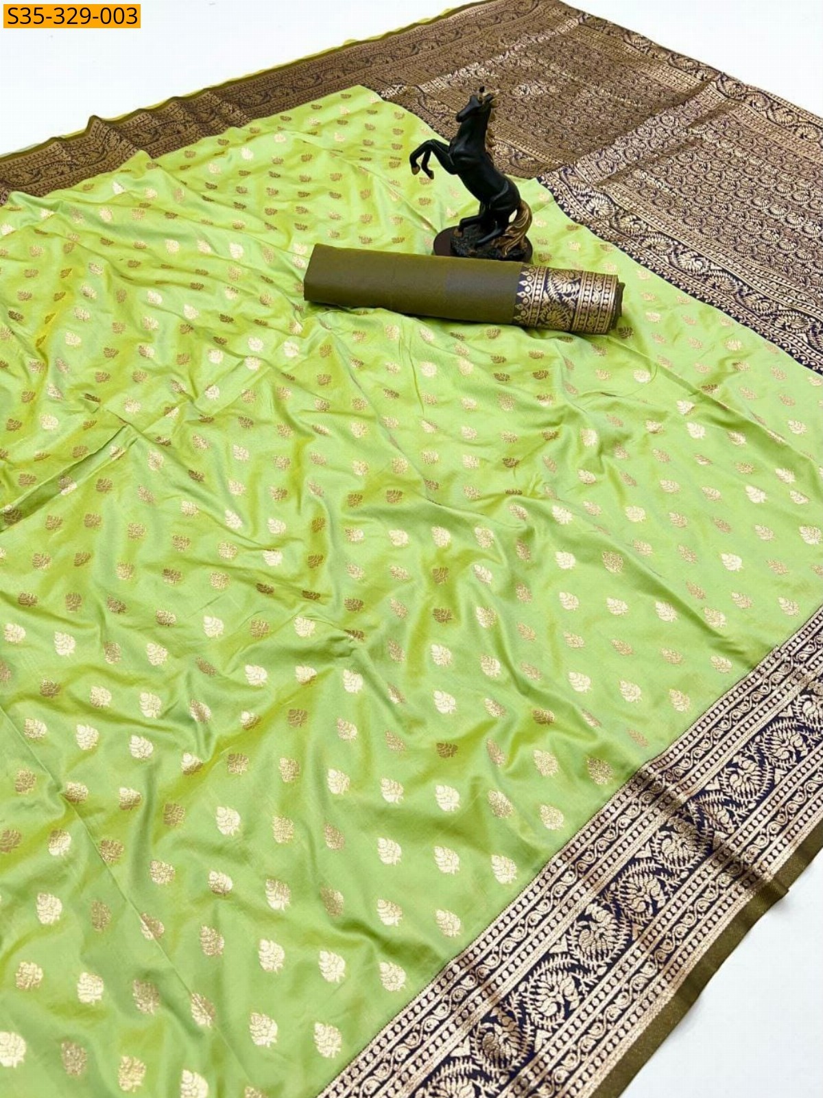 Green Fancy Banarasi Soft Silk Sarees