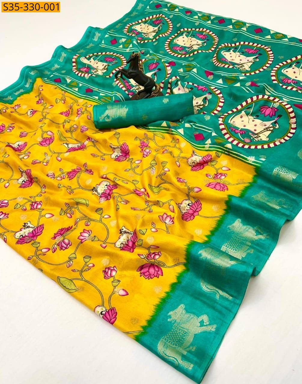 Yellow Fancy Spice Silk saree