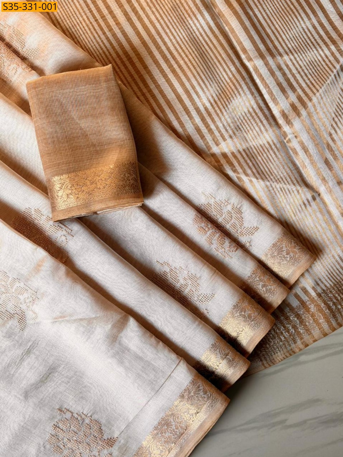 Sandle Tussar silk Sarees