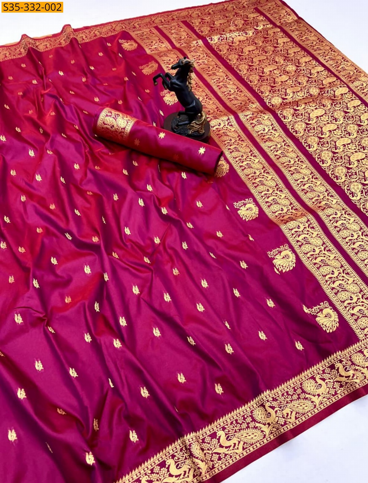 Rani pink Fancy Soft Silk saree