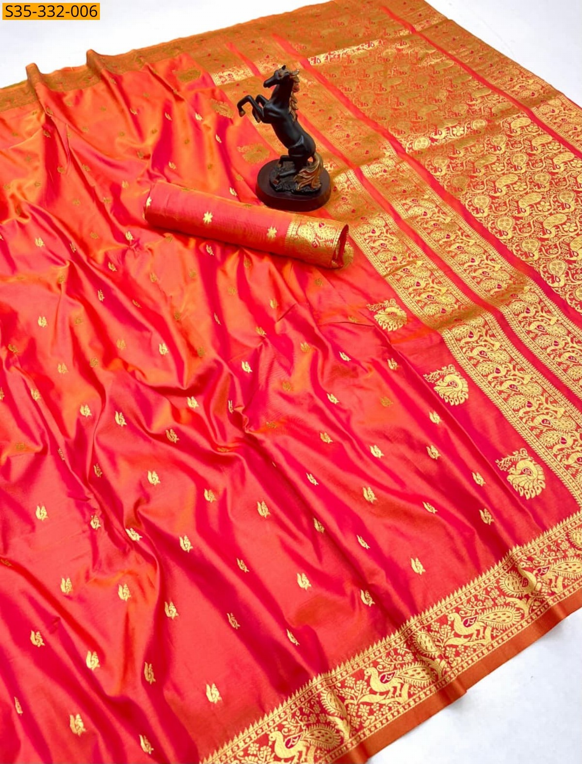 Orange Fancy Soft Silk saree