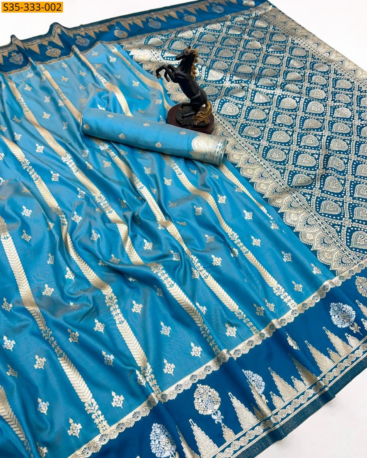 Sky Blue Soft silk Sarees