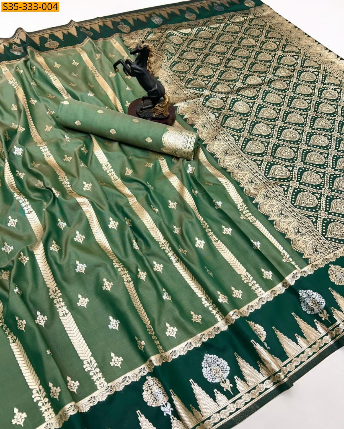 Green Soft silk Sarees