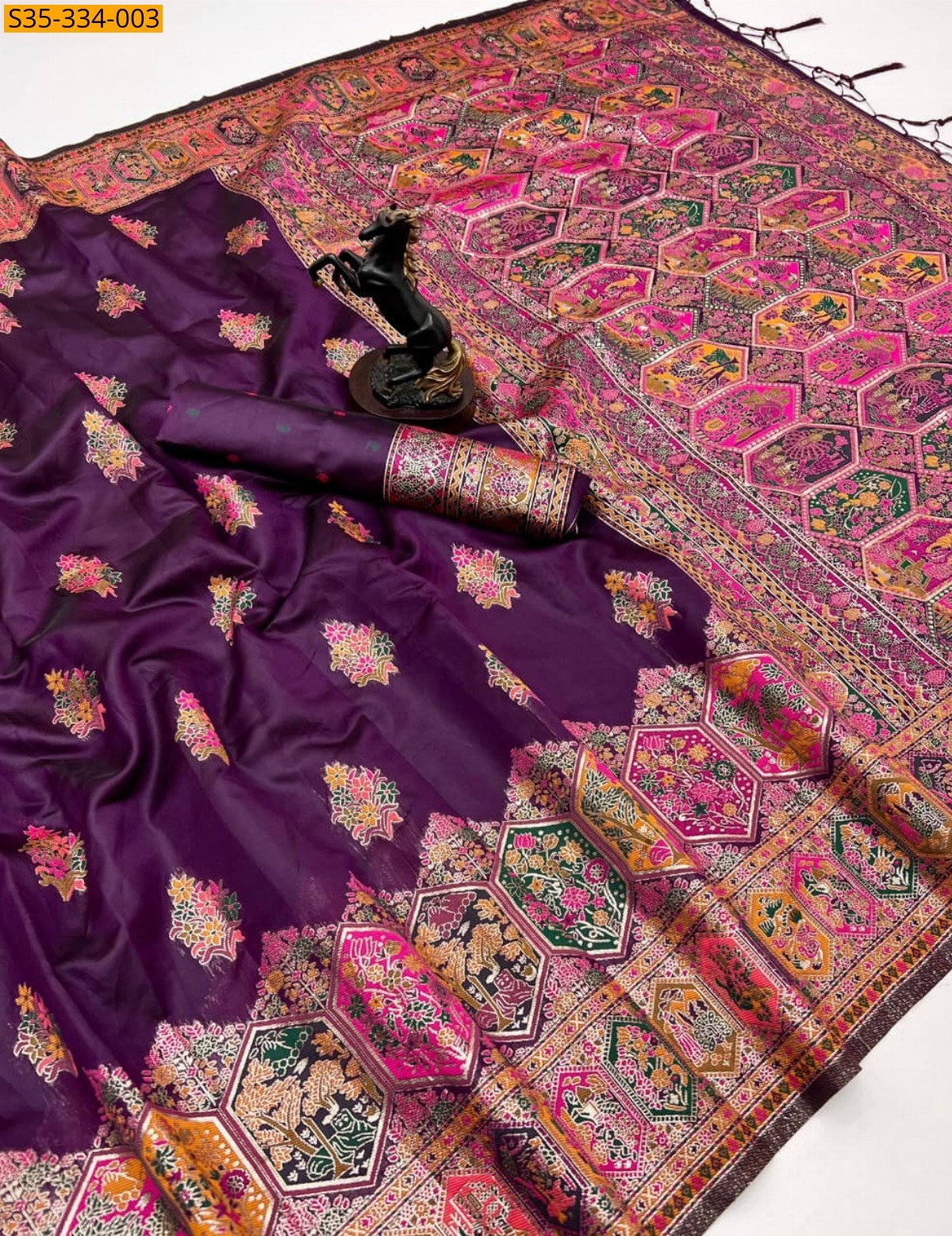Wine Fancy Pashmina Kashmiri Sarees