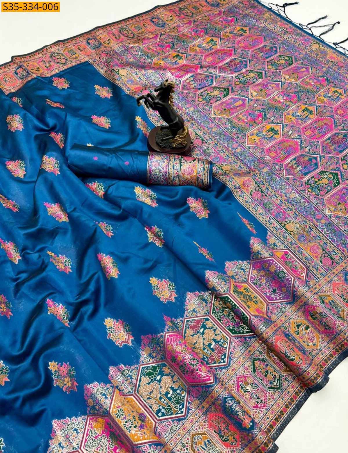 Blue Fancy Pashmina Kashmiri Sarees