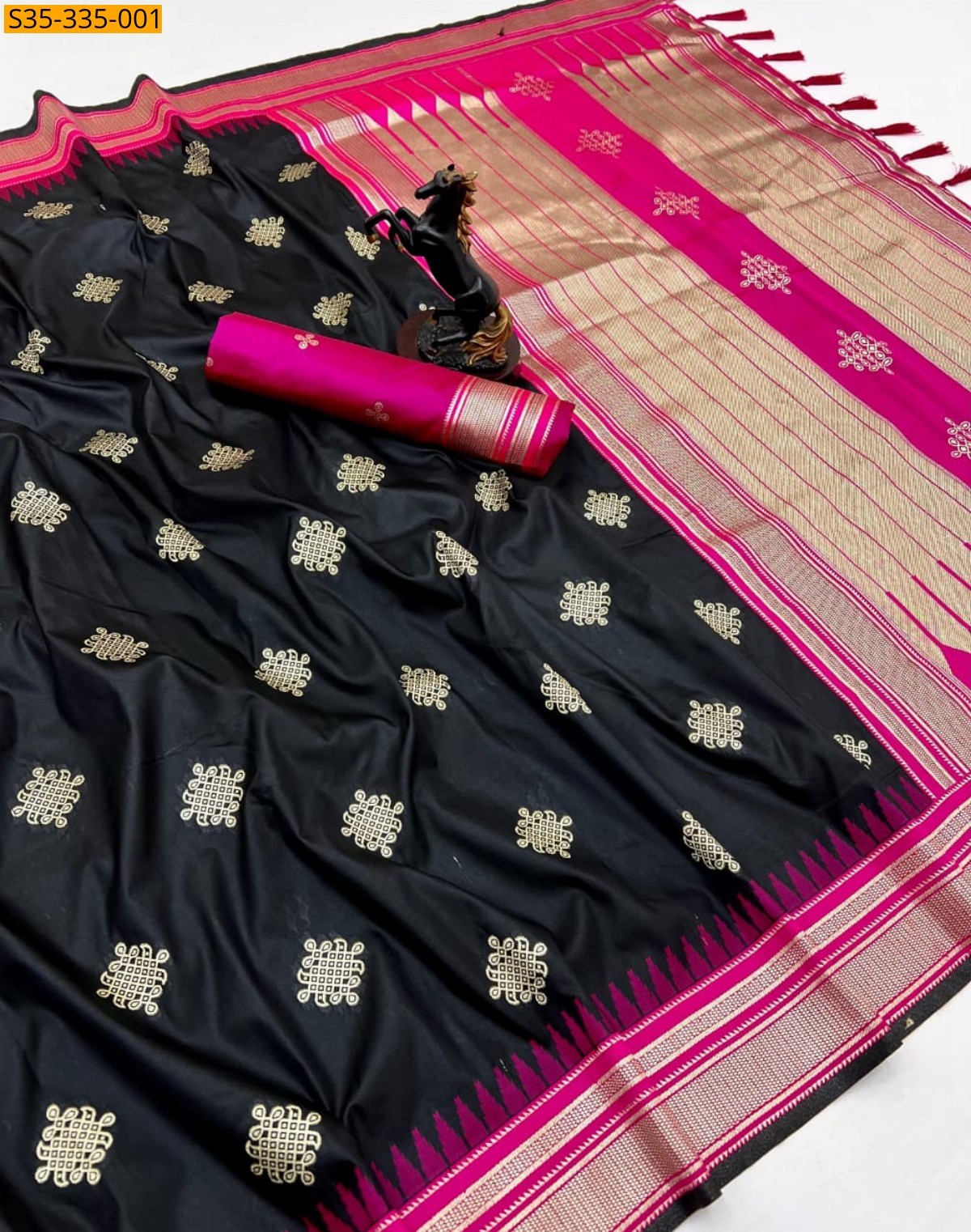 Black Fancy Banarasi Soft Silk Sarees