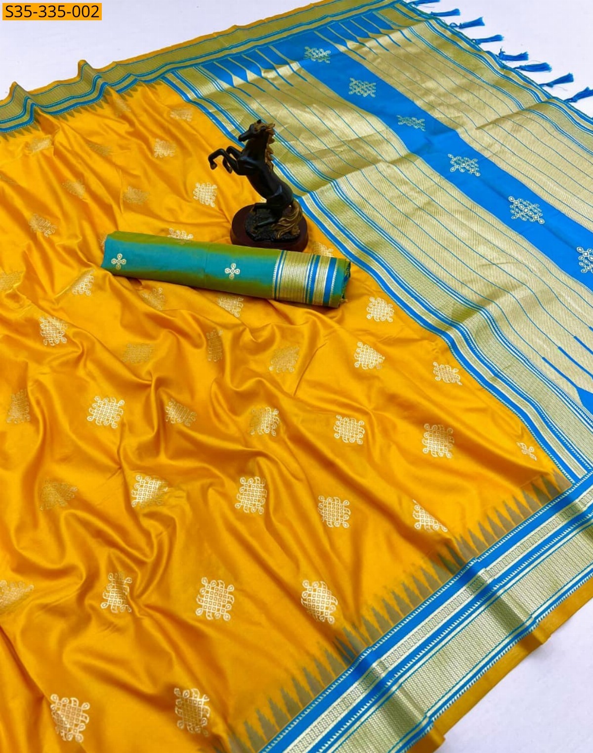 Mango yellow Fancy Banarasi Soft Silk Sarees