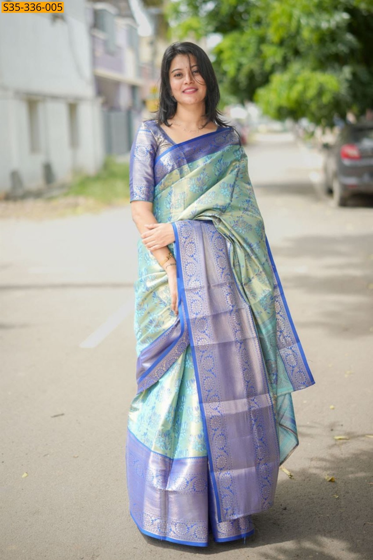 Blue Fancy Kanjivaram Semi Silk Sarees