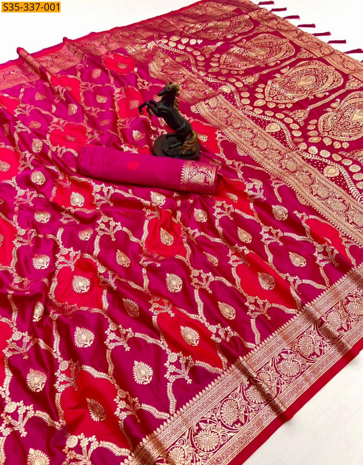 Rani Pink Banarasi silk saree
