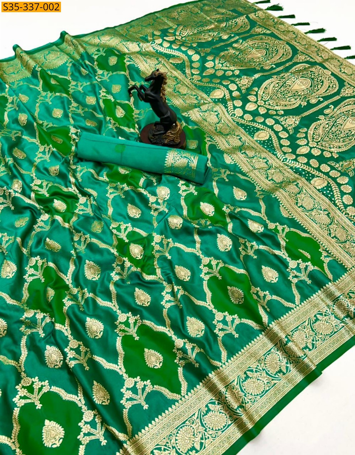 Green Banarasi silk saree