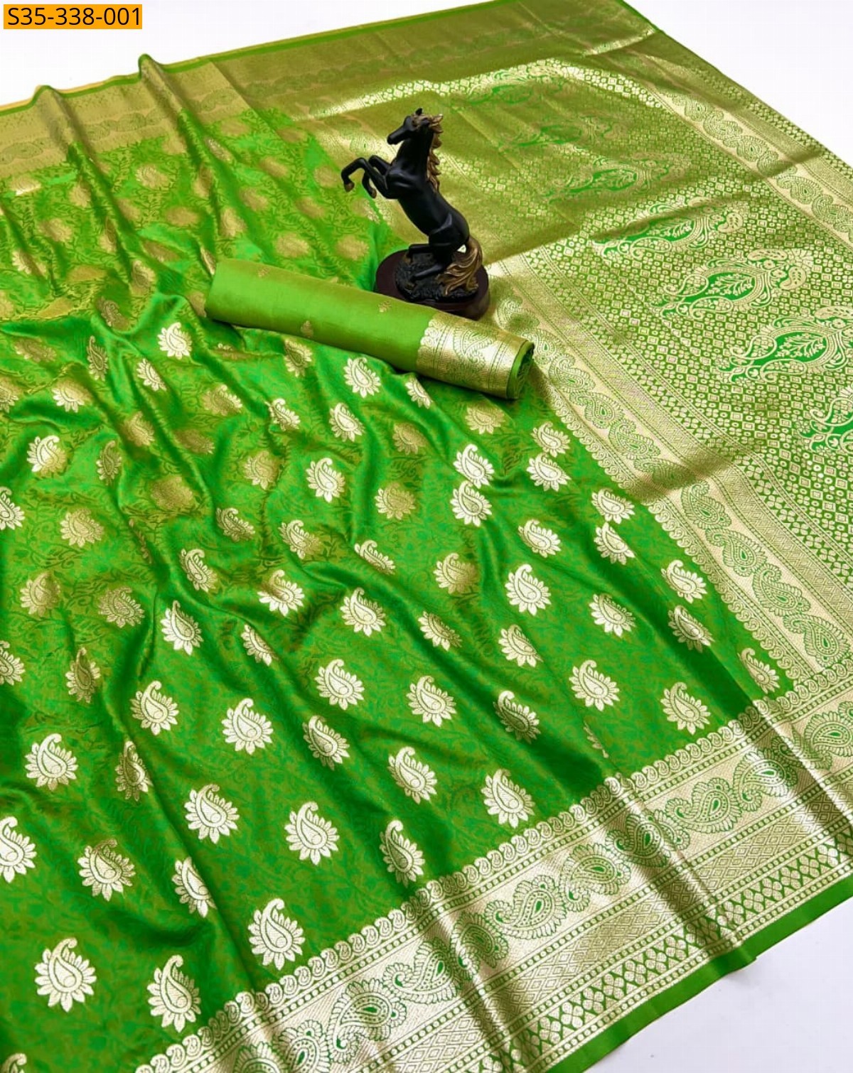 Green Banarasi silk saree