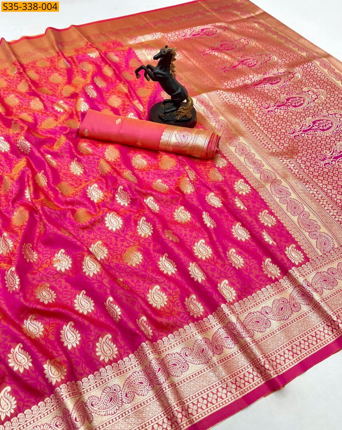 Pink Banarasi silk saree