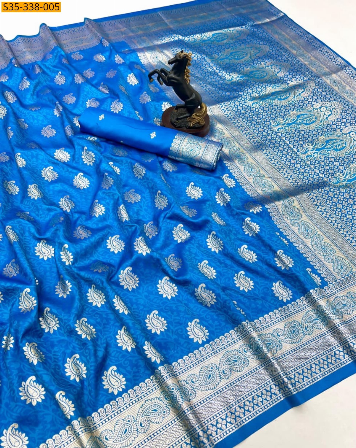 Blue Banarasi silk saree