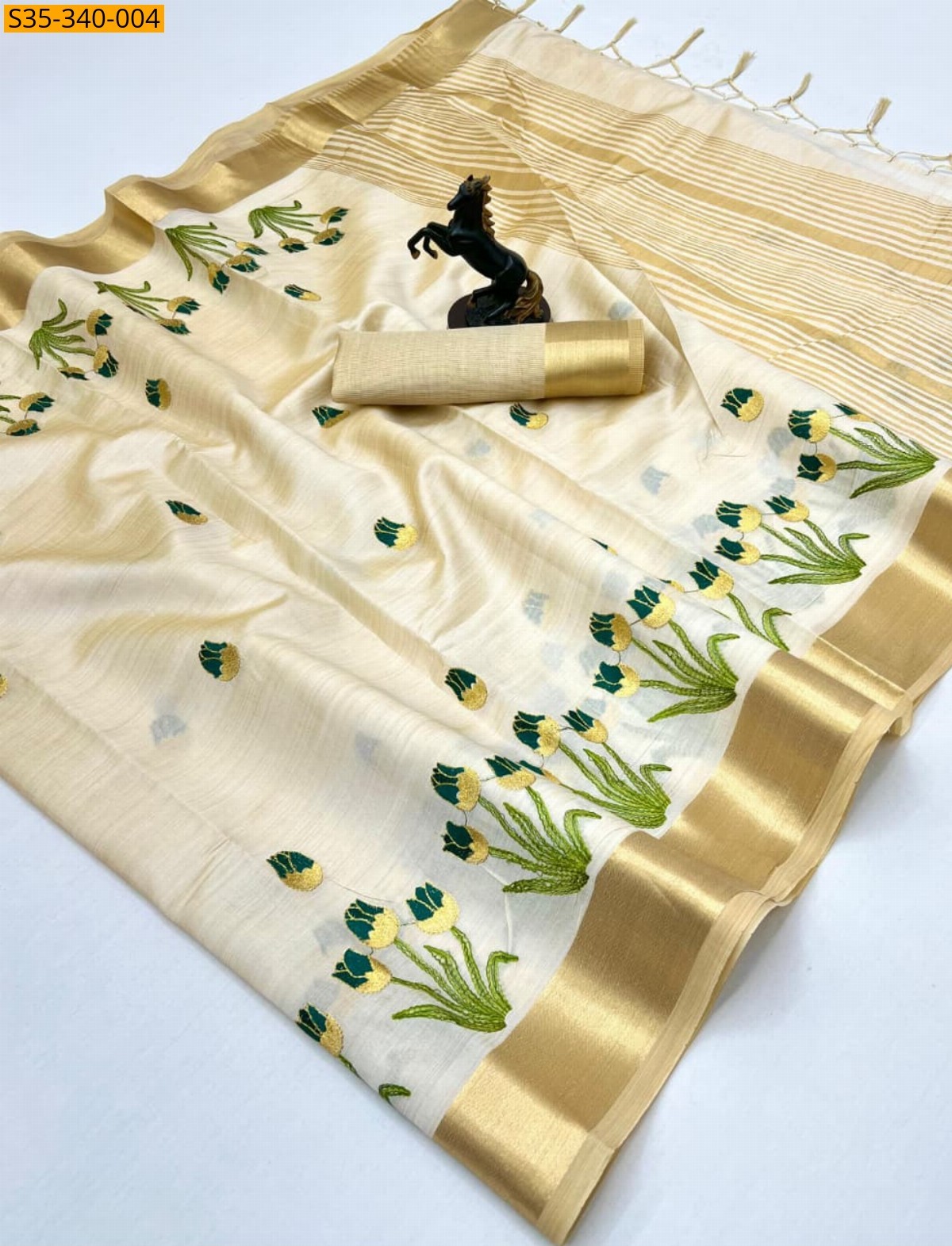 Sandal Fancy kerala kasavu tissue saree