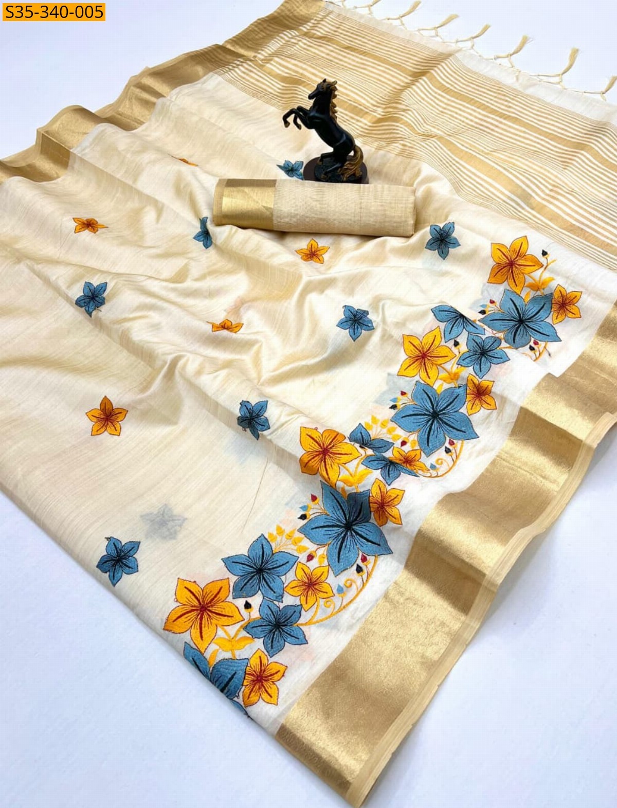 Sandal Fancy kerala kasavu tissue saree