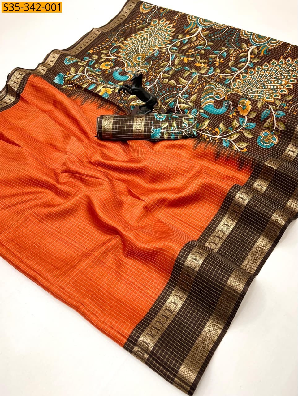 Orange Fancy Spice Silk Saree
