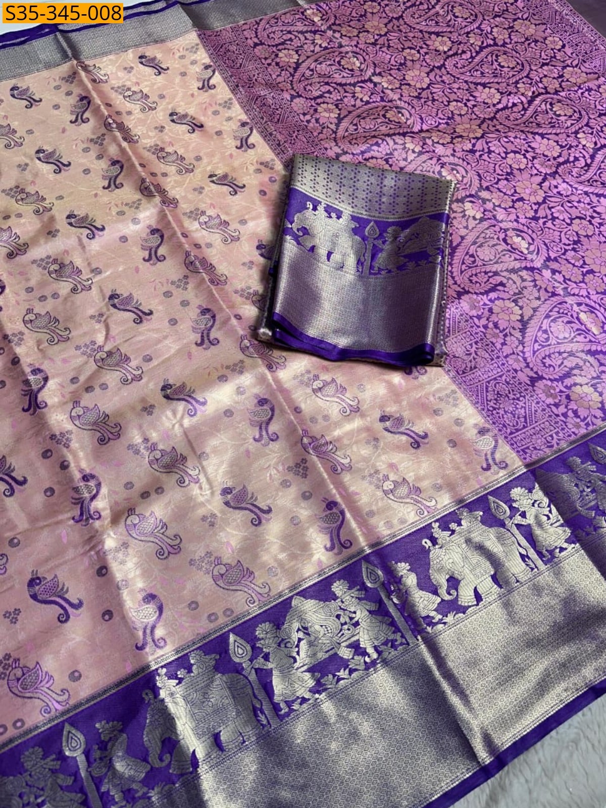 Sandal Fancy Kanjivaram silk saree