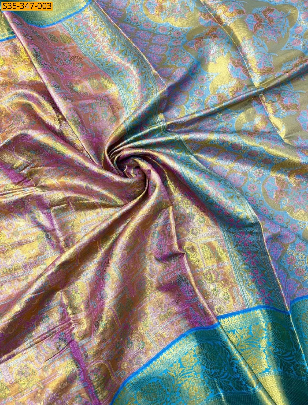 Gold Kanjivaram Semi Silk Sarees