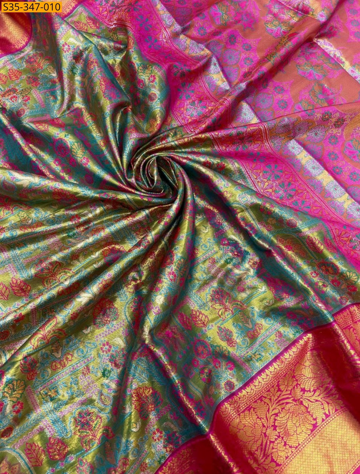 Green Kanjivaram Semi Silk Sarees