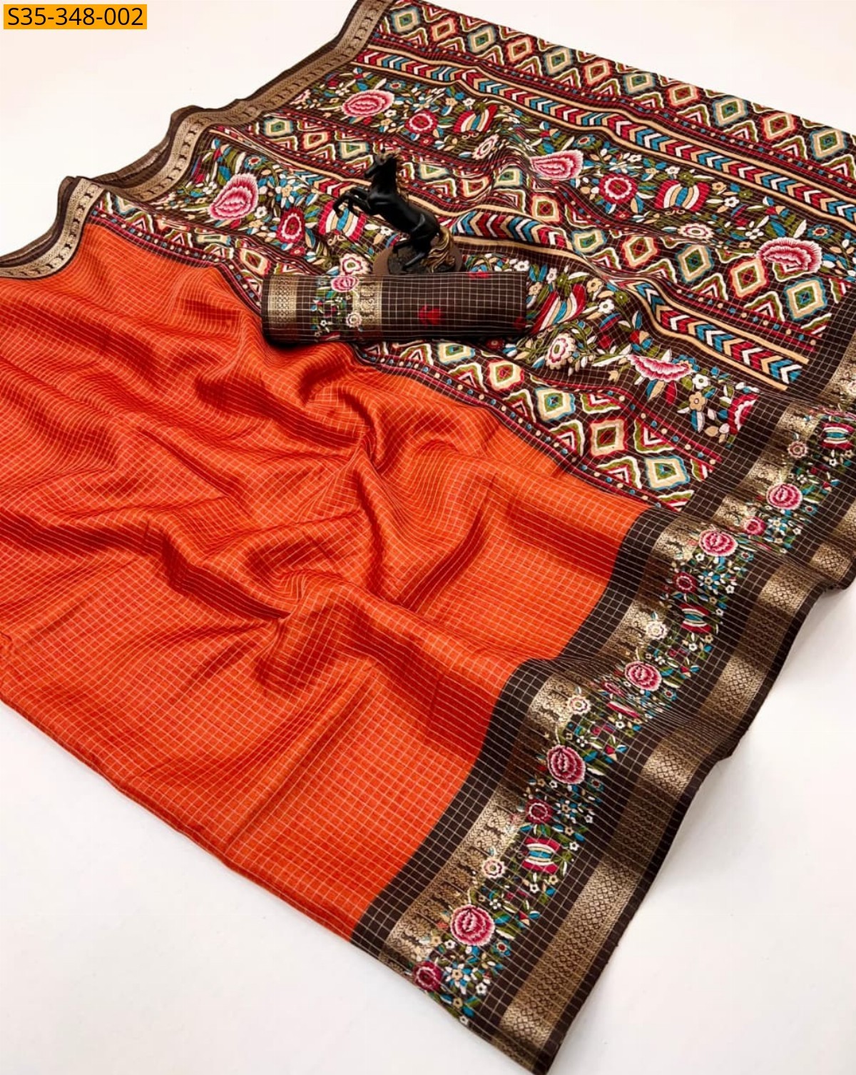 Rust Orange Spice Silk Sarees