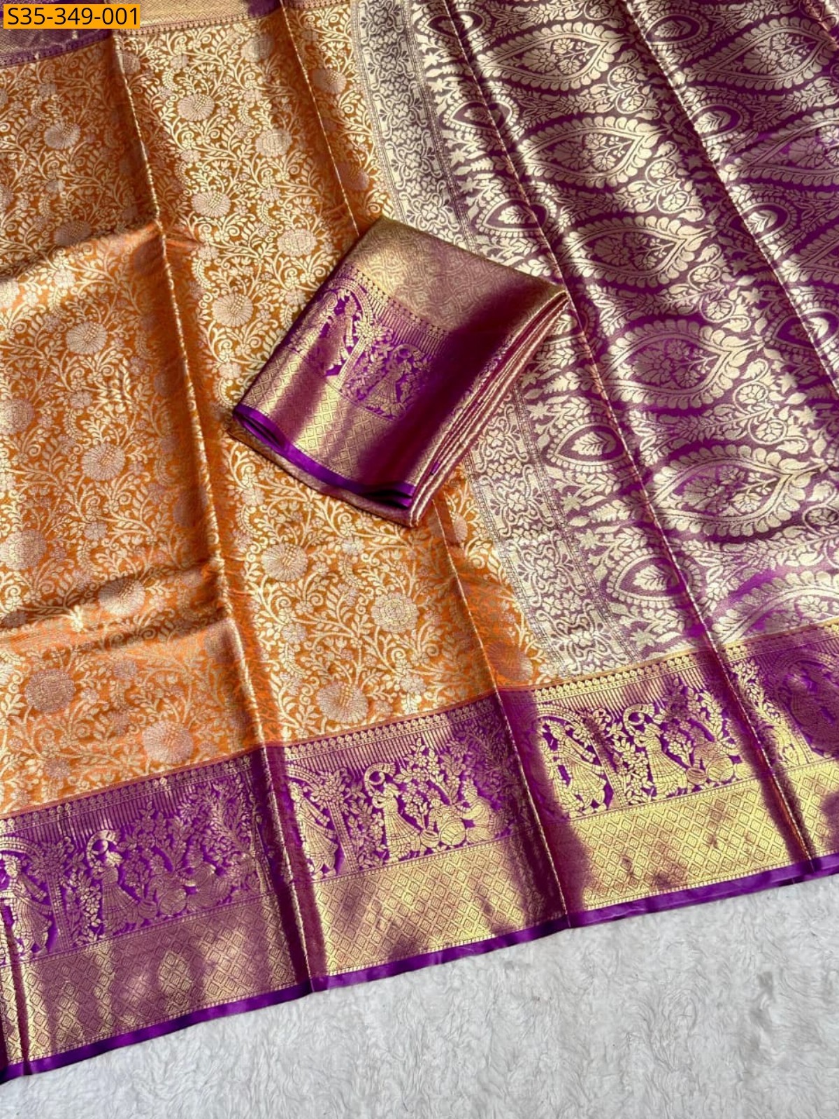 Orange Kanjivaram  Silk Sarees
