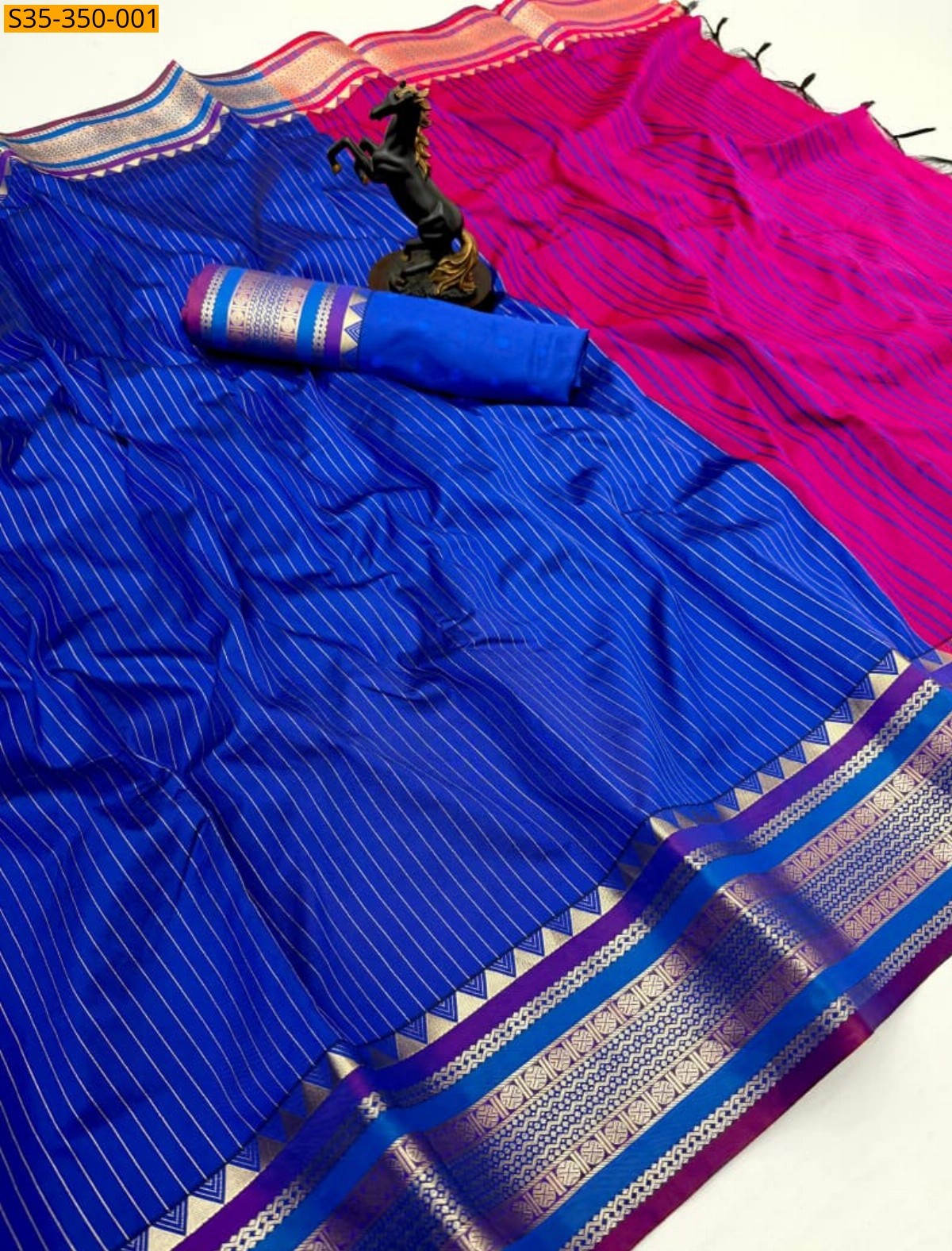 Royal Blue Fancy Munga silk saree
