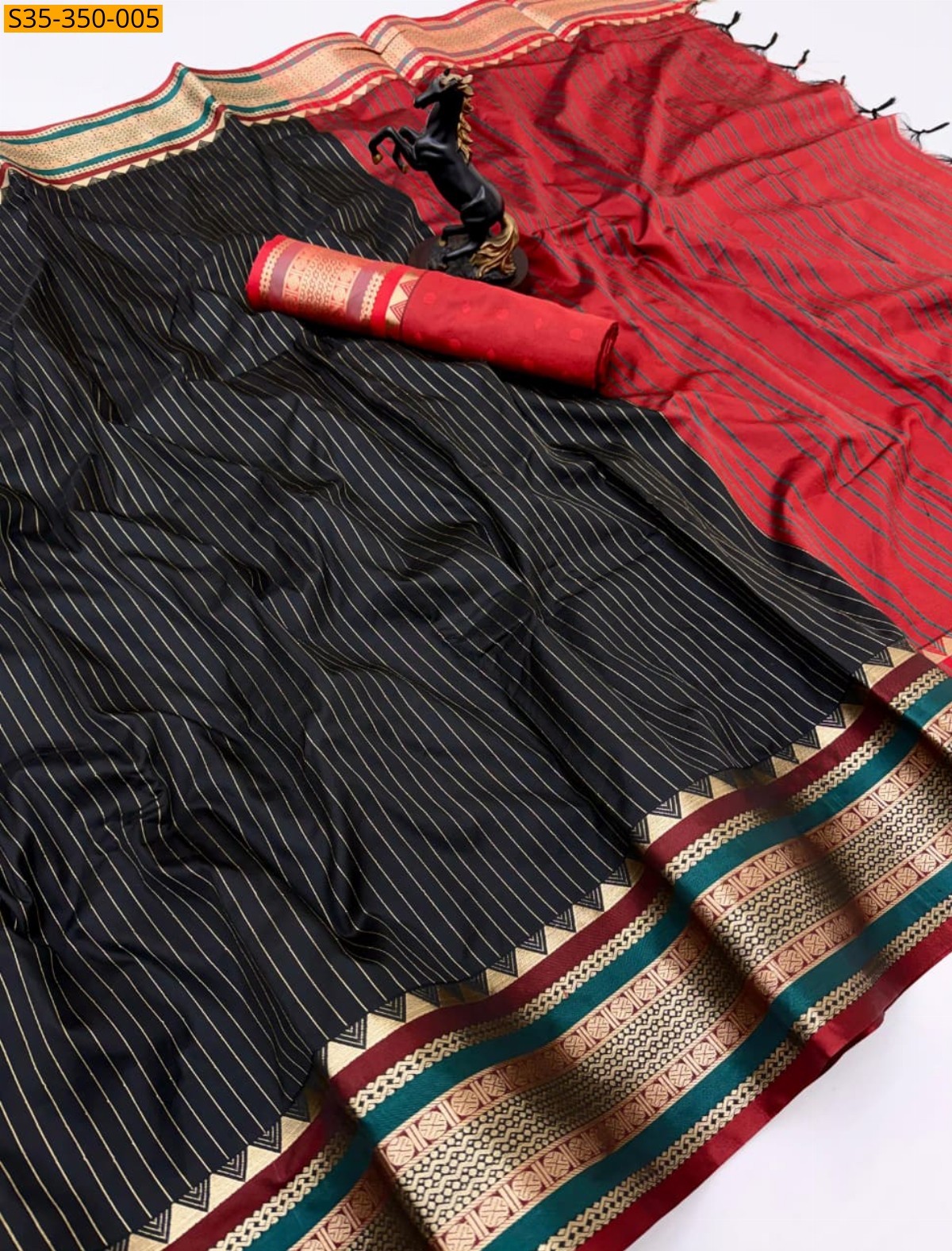 Black Fancy Munga silk saree